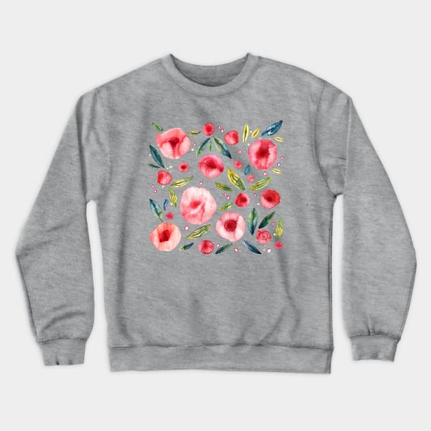 Peony Flowers Watercolor Crewneck Sweatshirt by NicSquirrell